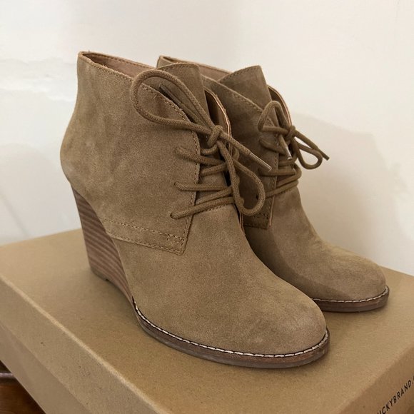 Lucky Brand "Yamene" suede wedge booties - Picture 1 of 7